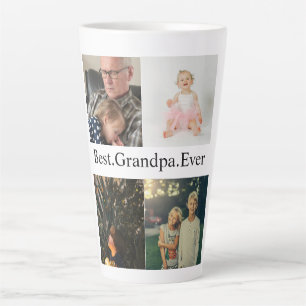 Tasse Latte Collage photo personnalisé 4 Meilleur grand-père j