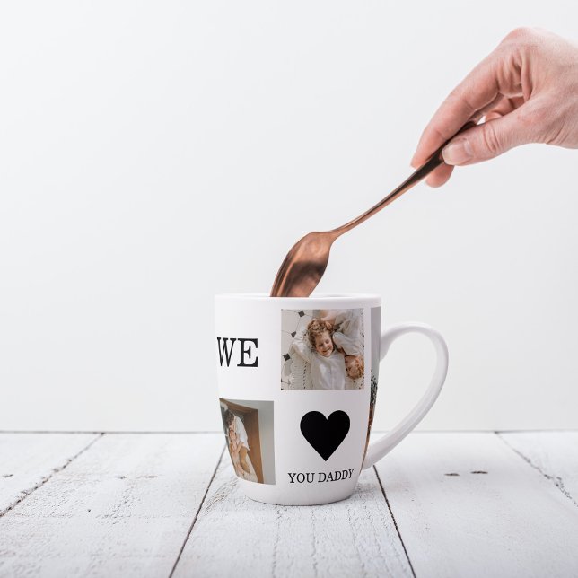 Tasse Latte Collage tendance Photo & We Love You Daddy Cadeau (Créateur téléchargé)