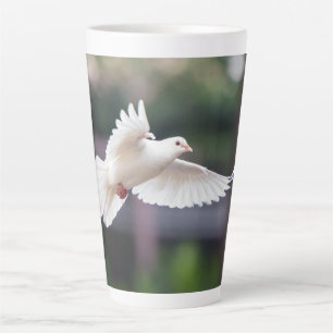 Tasse Latte Colombe blanche mignonne Pigeon Symbole d'amour et