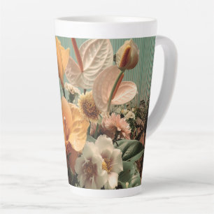 Tasse Latte Composition florale d'anthurium et de fleurs tropi