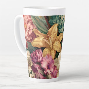 Tasse Latte Composition florale vintage vibrante
