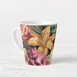 Tasse Latte Composition florale vintage vibrante