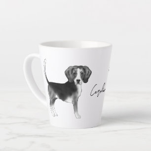 Tasse Latte Conception de chien Beagle en noir et blanc avec n