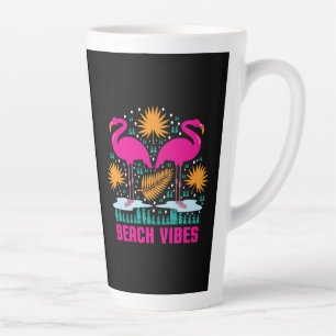Tasse Latte Conception de flamants roses de vibes de plage