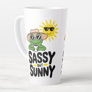 Tasse Latte Conception de grenouille Sassy mais Sunny - Drôle 