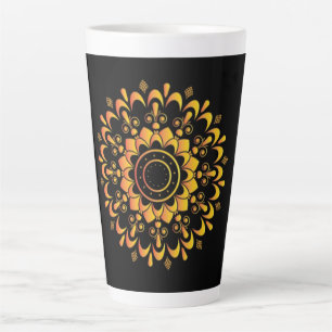 Tasse Latte Conception de mandala unique doré-95747