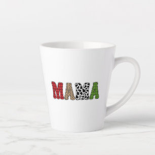 Tasse Latte Conception de motif à carreaux de Mama Noël
