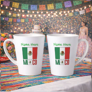 Tasse Latte Conception de nom de drapeau du Mexique personnali