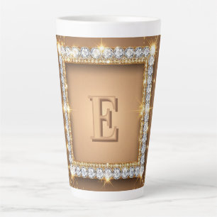 Tasse Latte ✨ Conception de nom personnalisé avec monogramme d