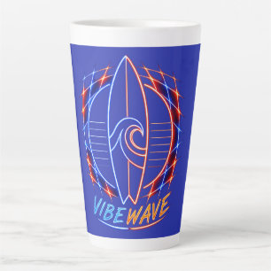 Tasse Latte Conception de planche de surf Vibewave Neon - Rétr