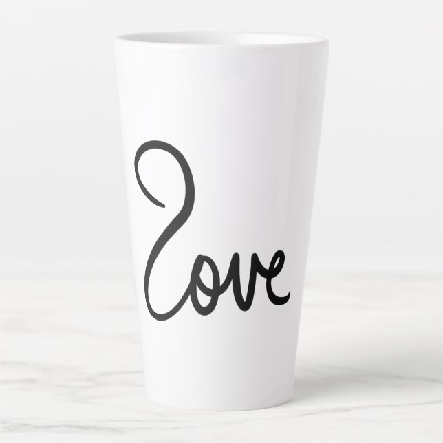 Tasse Latte Conception de typographie de mot "amour" minimalis (Devant)