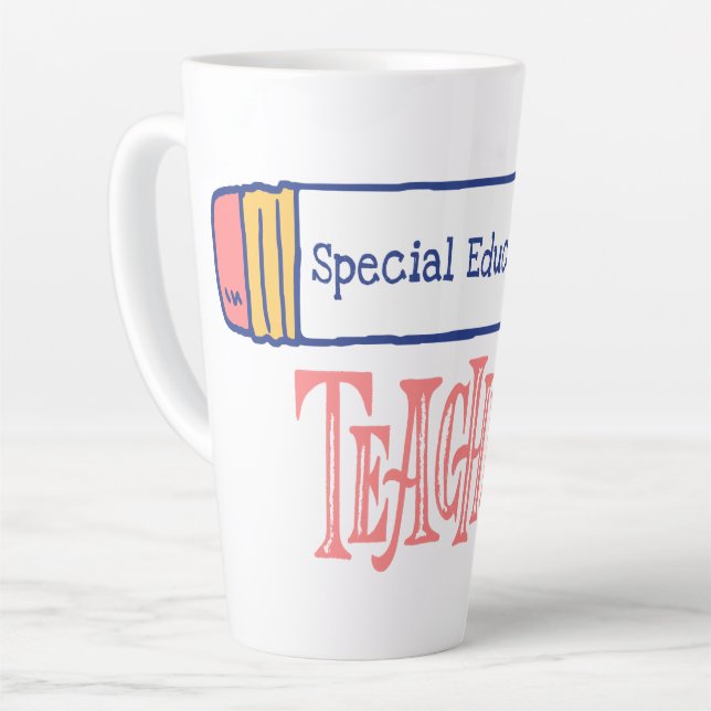 Tasse Latte Conception du crayon enseignant de l'éducation spé (Angle gauche)