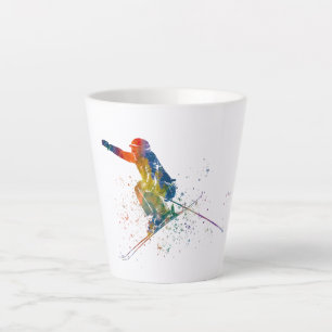 Tasse Latte Concours de ski olympique en aquarelle