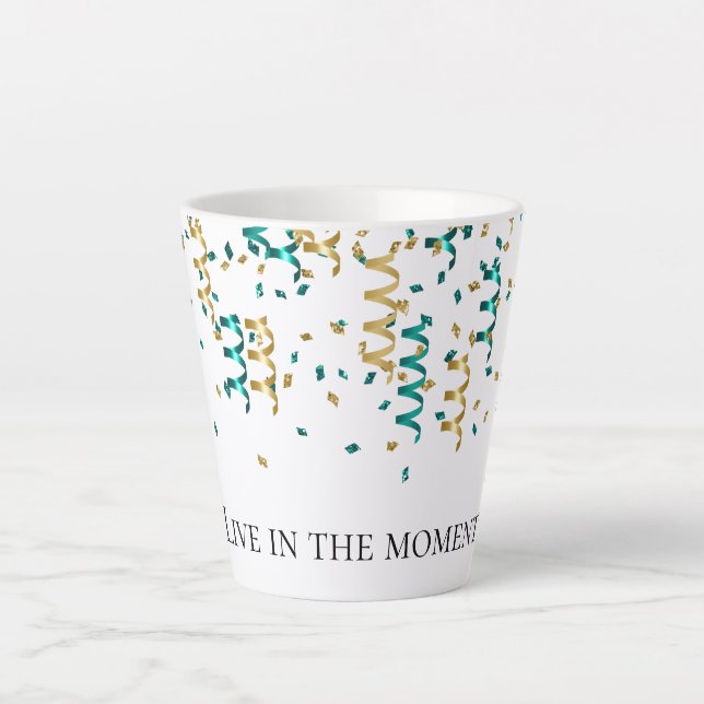 Tasse Latte Confetti en or turquoise (Devant)