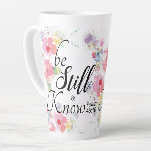 Tasse Latte Connaître et être calme Verset biblique 46:10