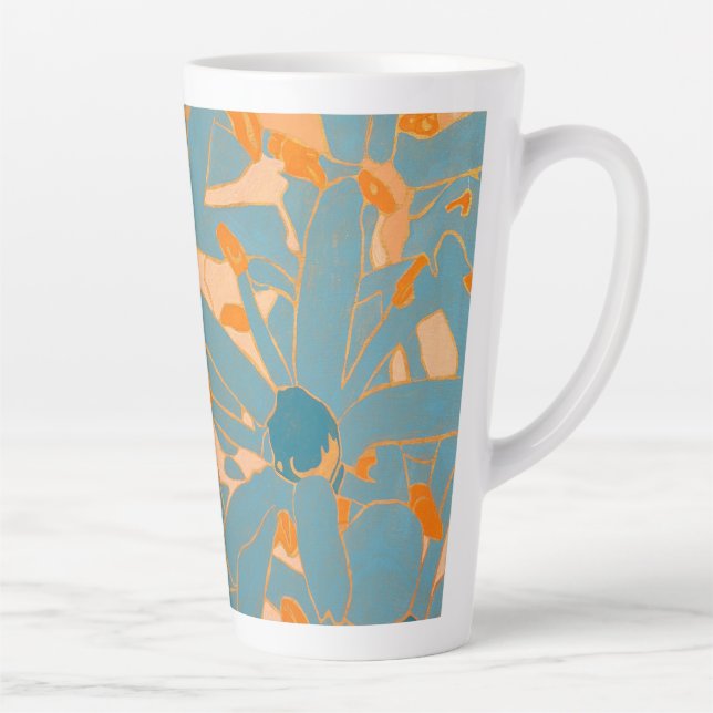 Tasse Latte Contemporary Leaf Design in Peach Label (Droite)