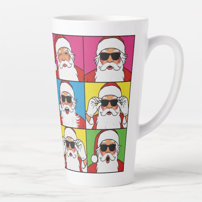 Tasse Latte Cool Santa Claus Pop Art with Sunglasse (Droite)