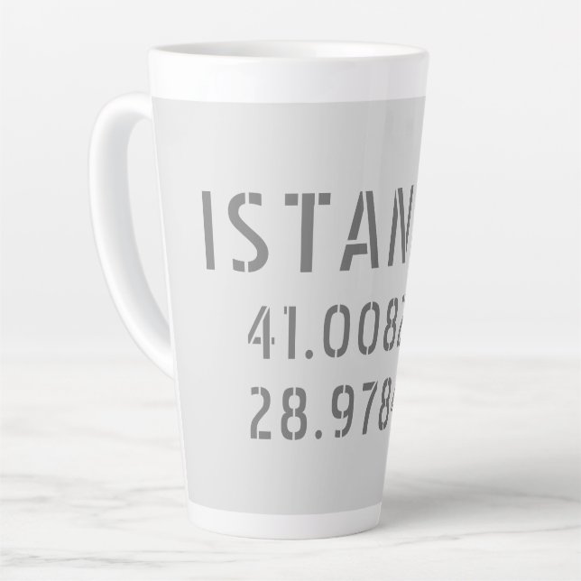 Tasse Latte Coordonnées de la latitude et de la longitude d'Is (Angle gauche)