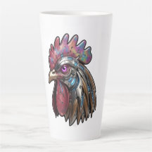 Coq Cyberpunk Art mécanique iridescent