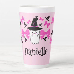 Tasse Latte Coquette rose Fantôme avec les vaches Halloween