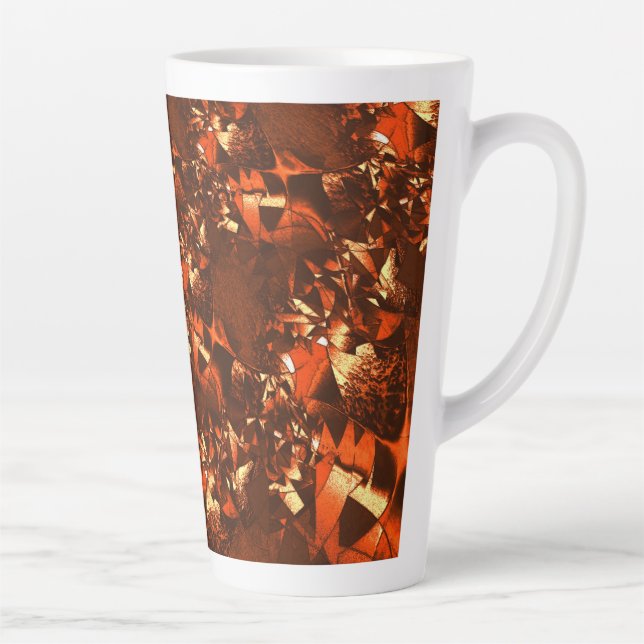 Tasse Latte corail brun brillant, et gaufrés (Droite)