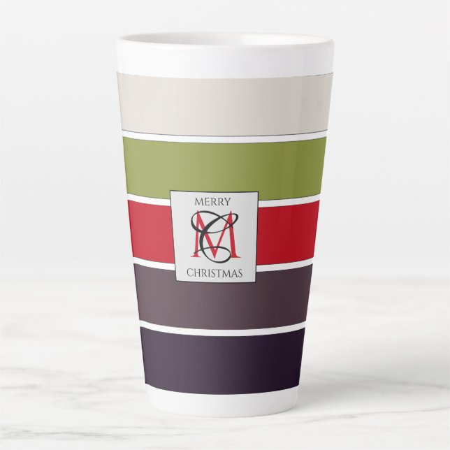 Tasse Latte Cosy Noël Pastel Couleur Palette Monogramme (Devant)