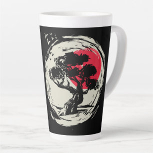 Tasse Latte Coucher de soleil japonais Bonsai Art