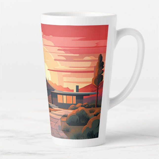 Tasse Latte Coucher de soleil moderne du milieu du siècle (Droite)