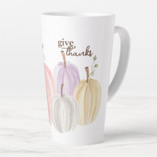 Tasse Latte Couleur d'eau douce Pastel Citrouille Donner Merci