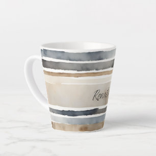 Tasse Latte Couleurs neutres des bandes d'aquarelle