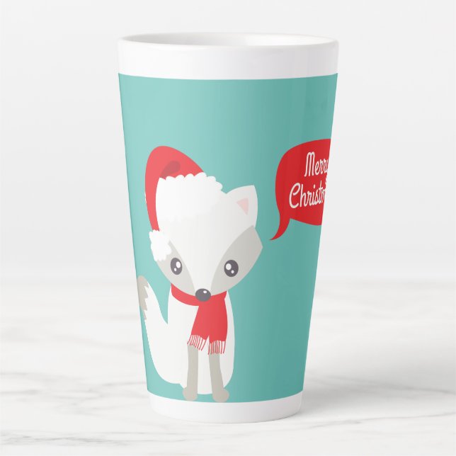 Tasse Latte Couleurs rétro Renard de Noël (Devant)