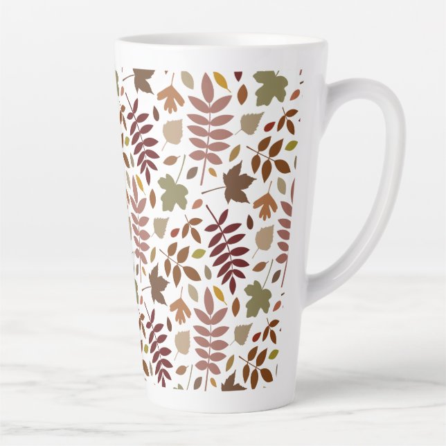 Tasse Latte Couleurs tombées du Motif Feuille tombées sur blan (Droite)
