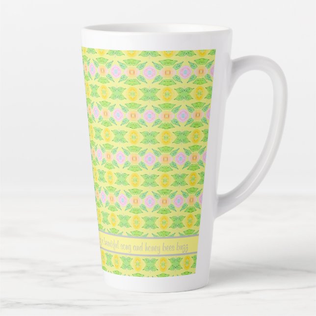 Tasse Latte Coupe de lattes blanches à fleurs jaunes (Droite)