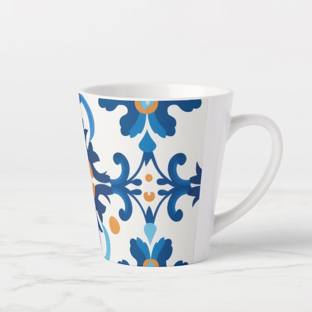 Tasse Latte Coupe d'Espresso bleu et Brown à motif (Droite)