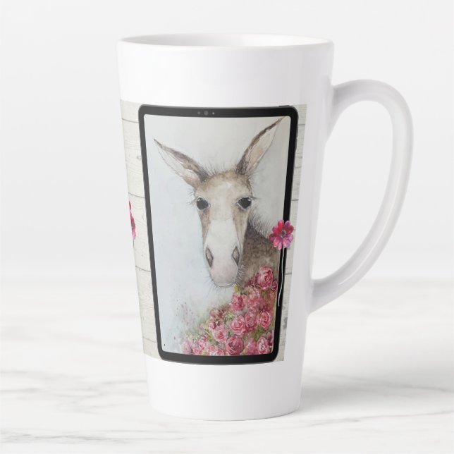 Tasse Latte Coupe Latte Donkey Aquarelle (Droite)