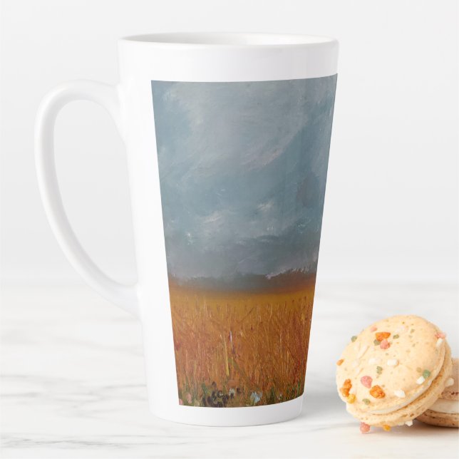 Tasse Latte Coupe Latte du paysage du champ de blé (En situation)
