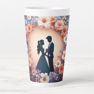 Tasse Latte Couple de mariage romantique en silhouette