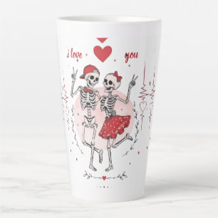Tasse Latte Couple de squelettes drôles amoureux
