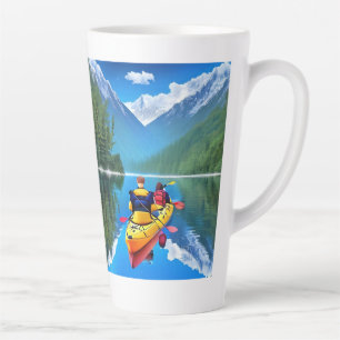 Tasse Latte Couple en kayak   Thème kayak