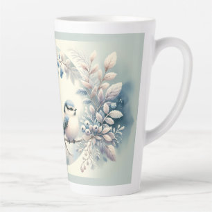 Tasse Latte Couronne de baies de merlebleu d'hiver