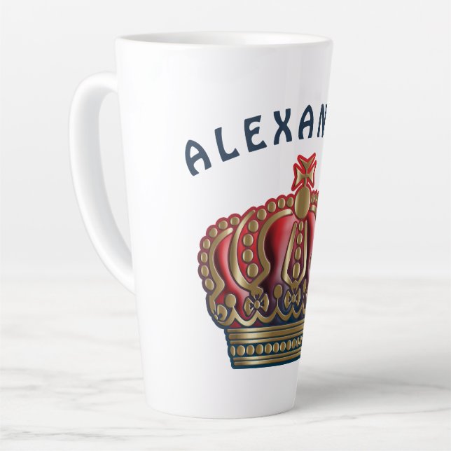 Tasse Latte Couronne de la Croix Royale - Bleu Or (Angle gauche)
