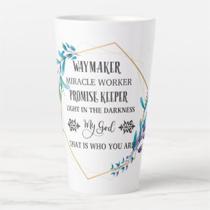 Tasse Latte Couronne florale bleue chrétienne