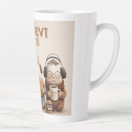 Tasse Latte Cozy Animal Friends Reading and Relaxing