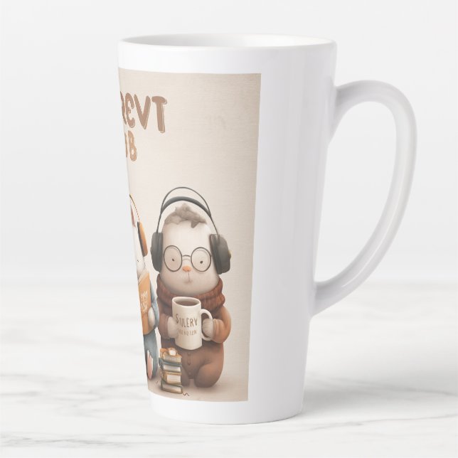 Tasse Latte Cozy Animal Friends Reading and Relaxing (Droite)