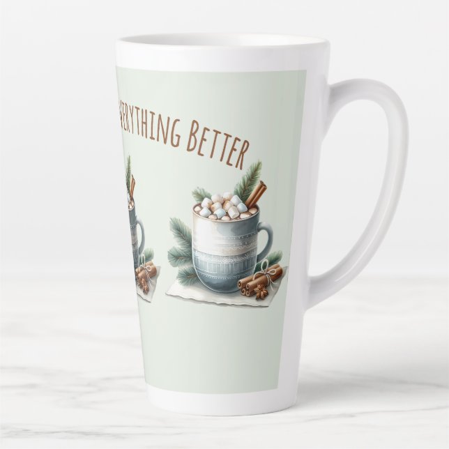 Tasse Latte Cozy Winter Cocoa Marshmallow Scene (Droite)