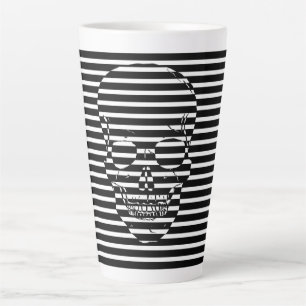 Tasse Latte Crâne en rayures noir et blanc