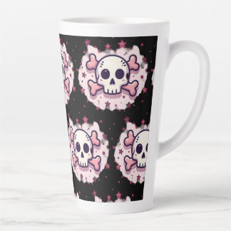 Tasse Latte Crâne et Os en Rose Pastel