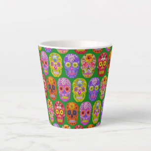 Tasse Latte Crânes de fleurs Motif sans soudure 2018