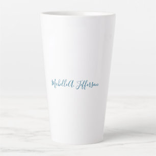 Tasse Latte Créatif tendance nom propre blanc bleu océan