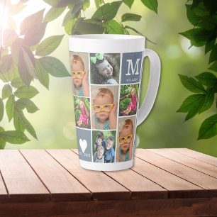 Tasse Latte Créez votre propre 12 photo Collage Famille Monogr